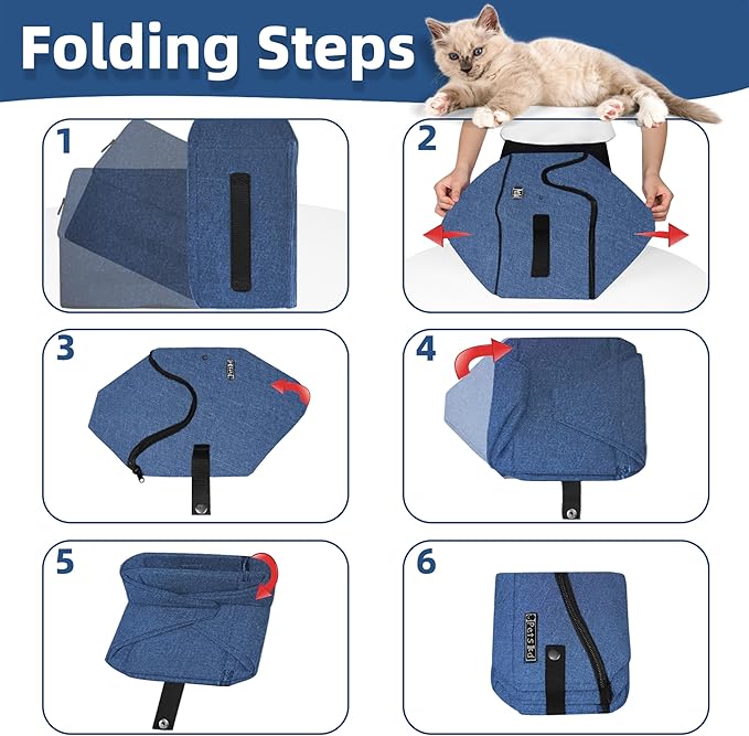 Petskd Portable Travel Litter Box for Cats with Lid and 10 pcs Liner Bags, Light Weight, Leak-Proof and Higher Sides for Road Trips, Hotel Stays, Car Travel(Blue)