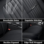 Coverado Car Seat Covers Full Set, Seat Covers for Cars, Black Car Seat Cover, Nappa Leather Car Seat Cushion, Car Seat Protector, Waterproof Car Seat Covers Front Seats and Back Fit for Most Cars