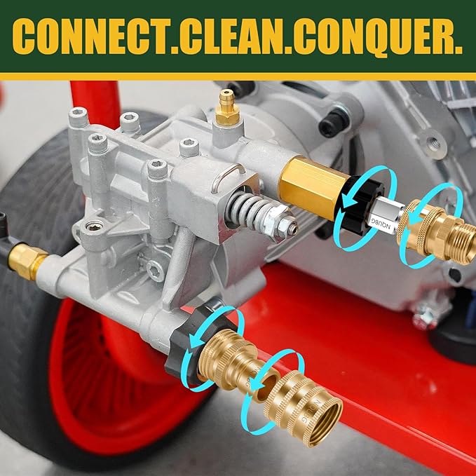 Pressure Washer Quick Connect Kit, M22 Swivel to 3/8'' Quick Connect, 3/4'' to Quick Release, M22 14mm Quick Connect Pressure Washer Fittings Adapter Suitable for pressure cleaning machine kit, Brass