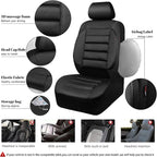 CAR PASS 3D Foam Leather Car Seat Covers Two Front Seats only, Air Cool Mesh Thick Seat Covers, All Weather Car Seat Cover Comfort & Protection for Truck,SUV,Sedan,Van, Airbag Compatible (Black)