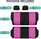 FH Group Automotive Rear Car Seat Covers for SUV, Trucks, Sedan and More - Universal Fit Rear Solid Bench Design Interior Accessories - 3D Mesh Fabric Center Panel - Pink