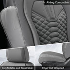 Coverado Car Seat Covers Full Set, Nappa Leather Seat Covers for Cars, 5 Seats Universal Waterproof Seat Covers, Front and Back Car Seat Protector, Automotive Seat Covers Fit for Most Cars, Gray