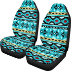ELEQIN Blue Aztec Car Seat Covers Two Front Only for Car, Automotive Interior Covers, Quick Setup Universal Fit Seat Covers for Car, Truck, SUV