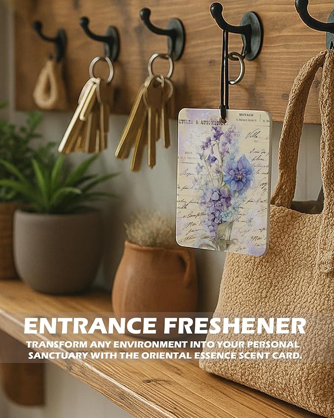 Vintage Purple Floral Cologne Car Air Freshener 4 Pcs, Rustic Hydrangea Violet Campanula Hanging Air Freshener for Cars Bathroom Dorm Books Decor, Cute Flower Accessories Gifts for Women Girls