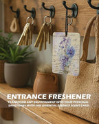 Vintage Purple Floral Cologne Car Air Freshener 4 Pcs, Rustic Hydrangea Violet Campanula Hanging Air Freshener for Cars Bathroom Dorm Books Decor, Cute Flower Accessories Gifts for Women Girls