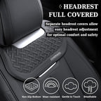 Coverado Car Seat Covers Front Seats, Nappa Leather Front Seat Covers, Waterproof Car Seat Cushion, Black Seat Covers Car Seat Protector Interior Accessories Fit for Most Cars