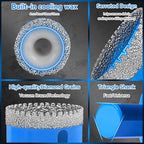 Diamond Hole Saw Tile Drill Bits Kit, 11 PCS Serrated Brazing Core Drill Bit Set with EVA Hole Saw Guide Jig, Hole Saw Sets for Ceramic, Glass, Tile, Marble, Granite, Gypsum