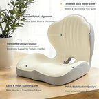Seat Cushion for Office Chair Car, L-Shaped Ergonomic Seat Cushions,Memory Foam Orthopedic Cushion with Coccyx Hollow,Lumbar Support & Tailbone Pain Relief for Car, Truck, Gaming Chair,Beige & Gray