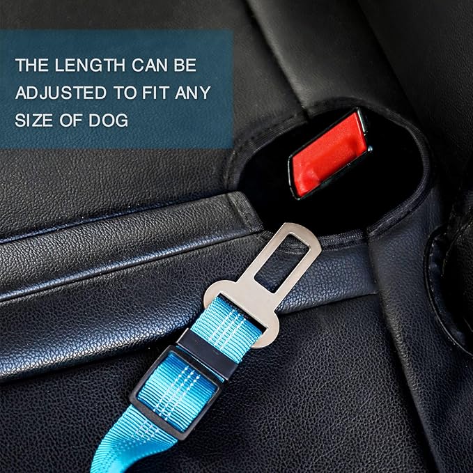 IBWell Dog Seat Belt for Car with Elastic Bungee Leash, Car Leash Car Seat Belt for Dogs (Red, 1PCS-27.6")