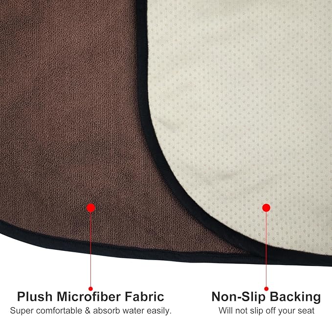 Waterproof Sweating Car Seat Cover for Post Gym Workout, Running, Swimming, Beach and Hiking, Universal Fit Non-Slip Bucket Seat Protector for Cars SUV Trucks, Machine Washable (Brown)