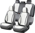 Coverado Seat Covers, Car Seat Covers Full Set, White Car Seat Cover, Car Seat Cushion Waterproof, Front Seats Back Seat Covers, Luxury Seat Cover Car Seat Protector Universal Fit Most Cars