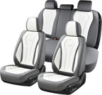 Coverado Seat Covers, Car Seat Covers Full Set, White Car Seat Cover, Car Seat Cushion Waterproof, Front Seats Back Seat Covers, Luxury Seat Cover Car Seat Protector Universal Fit Most Cars