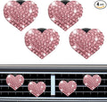 4PCS Heart-Shaped Car Vent Clip with Rhinestone, Vent Clip Car Accessories, Sparkly Rhinestone Bling Diamond Freshener Holder, Air Conditioning Outlet Ornament for Women Girls (Pink, Style1)