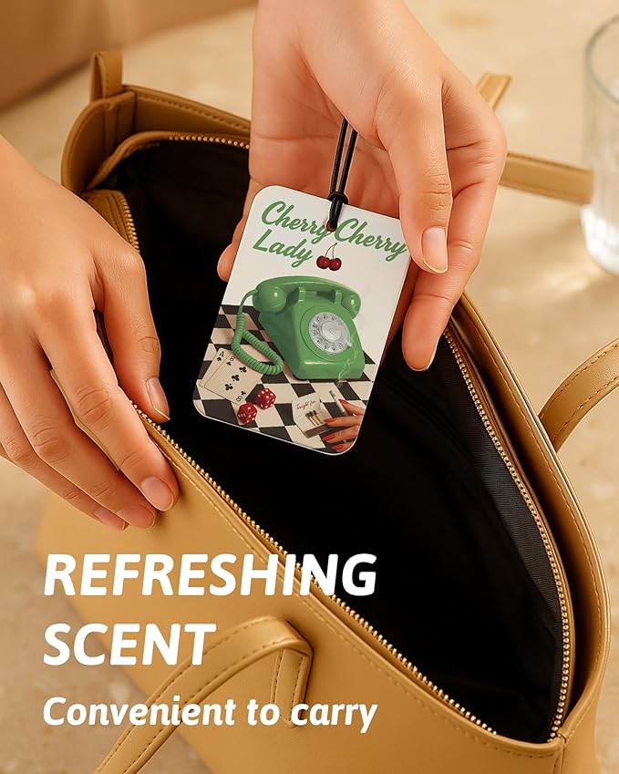 Green Coquette Bow Leopard Print Car Air Freshener 4 Pcs, Trendy Cheetah Lucky 8 Ball Hanging Air Freshener for Cars Closet Drawer Books, Girly Car Accessories Mirror Decor for Women
