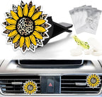 Cute Car Air Freshener Clips Leopard Sunflower Car Vent Clip Sunflower Cars Scents Cologne Air Conditioner Clip Auto Vent Interior Decoration Cars Accessories Sunflowers Loves Gifts for Women Men