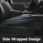CAR PASS 2 Pack Leather Front Car Seat Covers, Bottom Seat Covers Full Wrapped with Storage Pocket, Anti-Slip PU Seat Protectors,Waterproof Seat Cushion Pad Universal Fit Sedan SUV Truck, Black/Blue