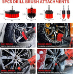 32Pcs Car Detailing Kit, Auto Detailing Brush Set and Drill Brush Attachments with Portable Handbag, Multi-Functional Vehicle Cleaning Tool for Wheels, Windshield