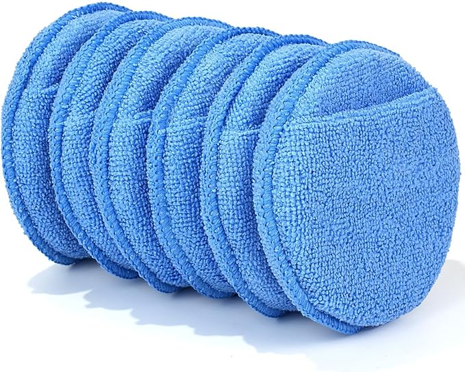6 Pack Microfiber Wax Applicator Pads, Car Wax Applicator with Finger Pocket, Detail & Polishing Foam Pad for Car Cleaning and Best Polishing (5 inch)