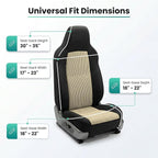 FH Group Automotive Front Car Seat Covers for SUV, Trucks, Sedan and More - Universal Fit Front High Back Design Interior Accessories - 3D Mesh Fabric Center Panel - Beige