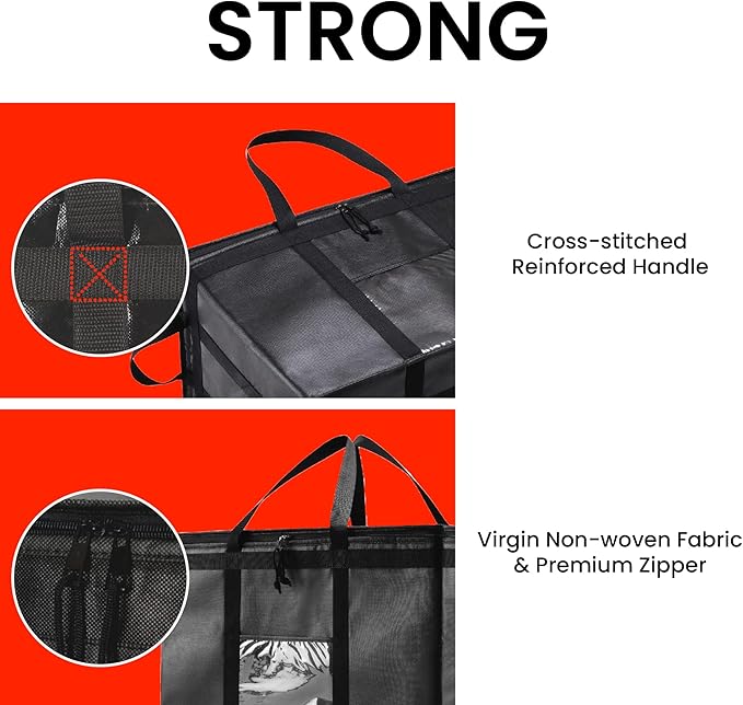 NZ home Insulated Bags for Food Delivery (3XL) Grocery Shopping Cooler Bag, Pizza Delivery, Hot & Cold Catering Tote, Reusable, Foldable & Heavy Duty (Red)