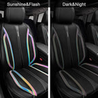 CAR PASS Nappa Leather Seat Covers Front Seats Only, Waterproof Faux Leather car Seat Cover 2 Piece Cushions Protector Universal Fit for SUV Truck Automotive Vehicle, Chameleon Iridescent Reflective