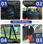 Hard Bottom Car Seat Cover for Dogs - 40% More Activity Space, Functions as Hammock and Flat Platform, Waterproof & Odorless, Non-Slip for Large Dogs, Fits Most Cars, Trucks, SUVs