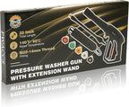 PWACCS Pressure Washer Gun Replacement with Extension Wand Kit — Power Washing Trigger Handle with 5 Spray Nozzles — Pressure Washer Parts Compatible with Ryobi, Green Works & Karcher — 2000 PSI MAX