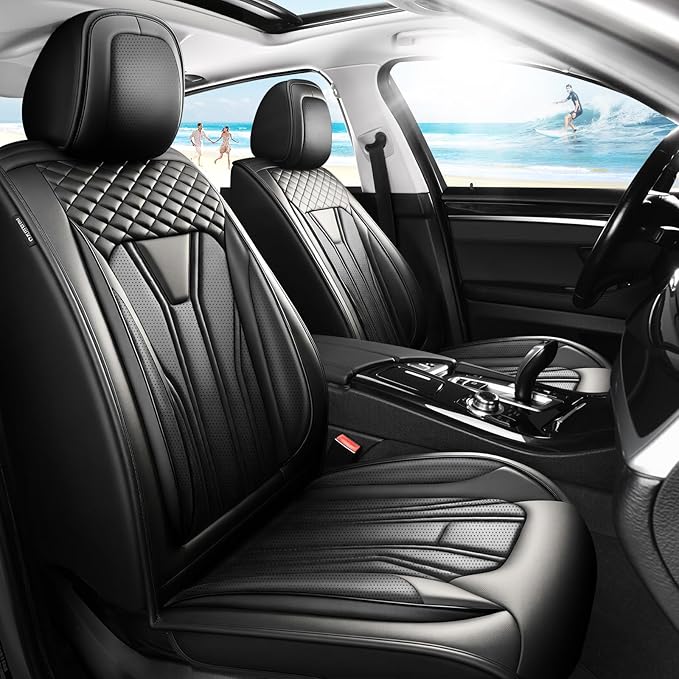 Fit Tucson Car Seat Covers Compatible with Hyundai Tucson 2010-2026, Premium Leather Breathable, Wear Resistant, Airbag Compatible, All-Weather Protection & Full Coverage, Full Set All Black