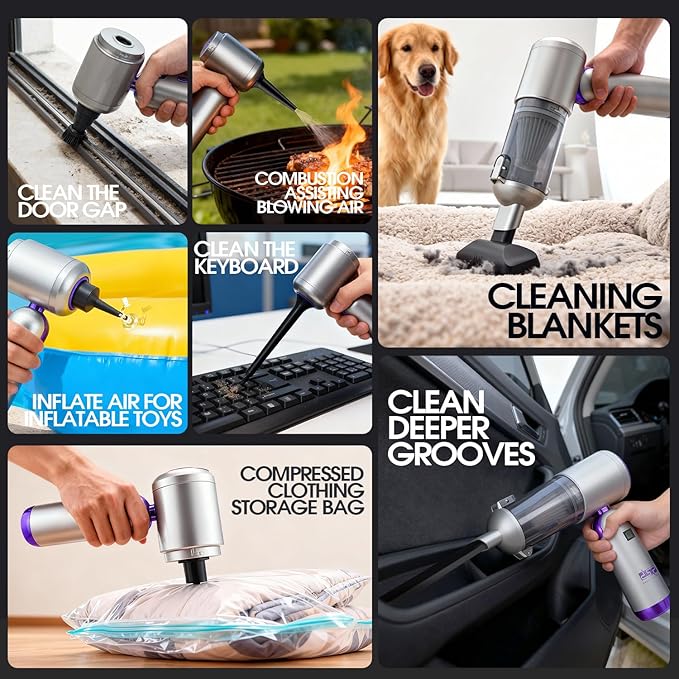 DSP 11-in-1 Handheld Car Vacuum Cleaner, 120W High Power Cordless Vac with 17kPa Suction, Multi-Nozzles for Car, Home, Keyboard, Sofa & Pet