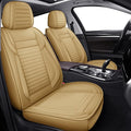 LINGVIDO Front Car Seat Covers, Faux Nappa Leather, Airbag Compatible and Waterproof Protectors for Sedans SUVs, Breathable Anti-Slip Interior for Commuters and Rideshare, Beige