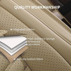 Nappa Leather Car Seat Covers Full Set, Beige Car seat Protector 5 Seats, Waterproof Car Seat Cushion, Universal Automotive Seat Covers Fit for SUV Truck Pick-up Sedan, Front and Rear
