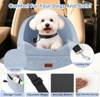 Vivifying Dog Car Seat for Small & Medium Dogs, Detachable & Washable Booster Seat for Pets Up to 30lbs, Travel Bed with Storage Pockets and Safety Belt – Gray