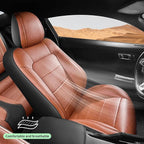 2 Pack Front Seat Cover for Ford Mustang Coupe Hardtop 2015-2026 (NOT FIT Convertible) Faux Leather Waterproof Seat Cover for Cars (Brown+Black-Front)
