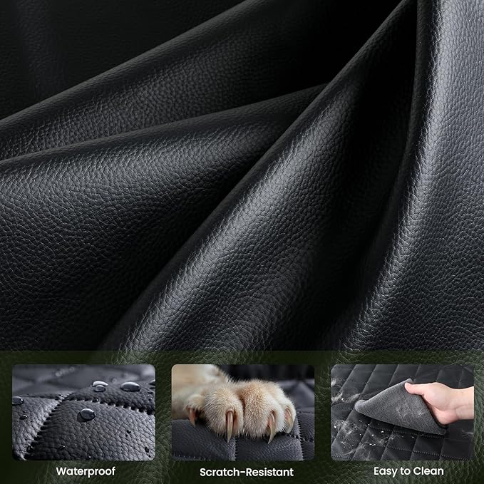 Pecute Dog Car Seat Cover for Back Seat 53.54 * 23.62 in, Car Window Fixing for Maximum Car Protection, Leather Fabric Back Seat Extender for Dogs, Waterproof & Scratch-Resistant, Support to 330 lbs