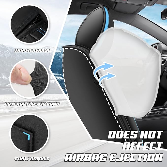 Car Seat Covers Fit for Toyota rav4 2000-2026, Stylish Sport Seat Covers, Waterproof Wear-Resistant Premium Nappa Leather Car Seat Cover.(Full Set/Black Blue)