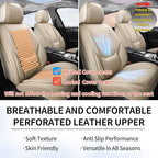 Chezope Leather Seat Covers, Beige Car Seat Covers Front Pair, Breathable Car Seat Protectors, Wear-Resistant Car Accessories, Universal Fit for Most Cars,SUVs Truck (Beige-Solid, Front Pair)