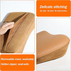 Genuine Leather Lumbar Support Pillow,Back Pain Relief Cushion,fits Tightly Around Waist,Real Cowhide,Memory Foam,fit Car Drive,Office Chair,Rest seat,Improve Posture,Portable,15.5''Lx 8.7''H