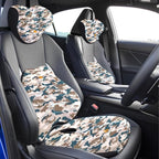 NS YOLO Ergonomic Car Seat Cushion with Comfort Memory Foam Neck Pillow, Car Pillow,Lumbar Support and Big Size Soft Seat Cushion for Driving Seat,Office Chair and Wheel Chair (CAMO-3 pcs)