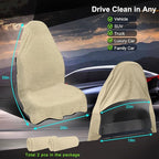 Car Seat Towel Cover, 2 Pack Universal Front Seat Protector for Cars, SUVs and Trucks, Sweat Towel Car Seat Cover for Gym, Yoga, Swimming, Pets and Family Travel, Beige,