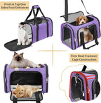 Soft-Sided Cat/Dog/Pet Carrier, Collapsible Pets Travel Carriers for Big Cats/Small Dogs with Shoulder Strap & Removable Mat, Mesh Puppy Carry Bag, Up to 16 Lbs, TSA Airline Approved(Purple)
