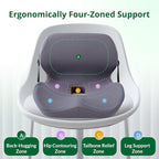 One-Piece Memory Foam Seat & Back Cushion - Lumbar Support, Adjustable Strap, Non-Slip Bottom - Breathable Removable Cover for Office Chair, Car, Truck (Grey)