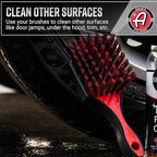Adam's Wheel & Tire Brush Kit (3-Item) - Includes Wheel Brush, Tire Brush & Barrel Brush for Cleaning Rubber, Plastic, Chrome, Metal, Aluminum, Rim & Spoke Surfaces