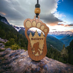 Personalized Car Air Freshener, Wood Diffuser and Fragrance Oil Set, Custom Message, Rearview Mirror Charm, Bigfoot Believe, Sasquatch, Auto Accessory for Men or Women (Gardenia)