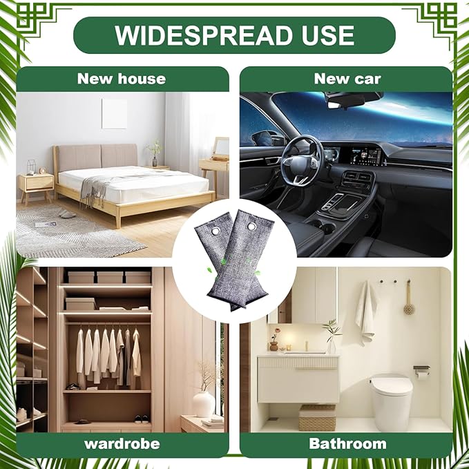 Charcoal Bags Odor Absorber, Activated Charcoal Odor Absorber Natural Bamboo Air Purifying Bags Air Freshener for Home Closet Car Office, 70g, Bamboo