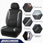 Skechers Memory Foam Car Seat Covers, Air Cool Mesh Thick Seat Covers, Car Seat Full Sets, Airbag Compatible, Automotive Comfort Protection for Most Cars,Vans,Trucks, SUVs,Grey
