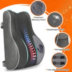 CloudBliss Ergonomic Lumbar Support Pillow – Memory Foam for Lower Back Pain Relief, Adjustable Straps & Mesh Cover for Office, Gaming, Car & Home Essentials (Grey)