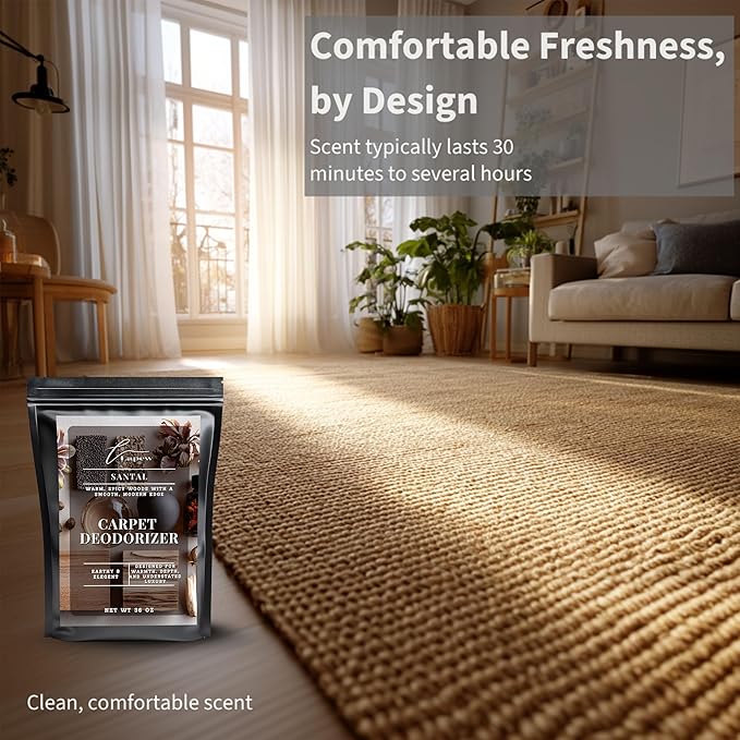 Lapew Santal Carpet Deodorizer Powder - Pet Safe Freshener for Vacuuming | Scented Odor Eliminator for Home | 36 oz