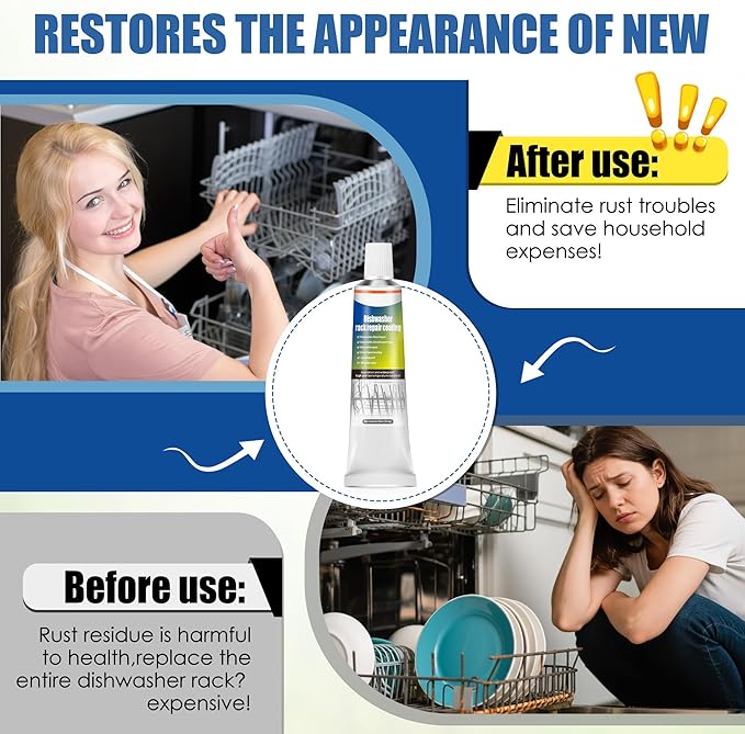 1.7oz Dishwasher Rack Repair Coating, Grey Dishwasher Vinyl Rack Rust Touch Up Paint Kit, Insulation and Waterproof, High and Low Temperature Resistant