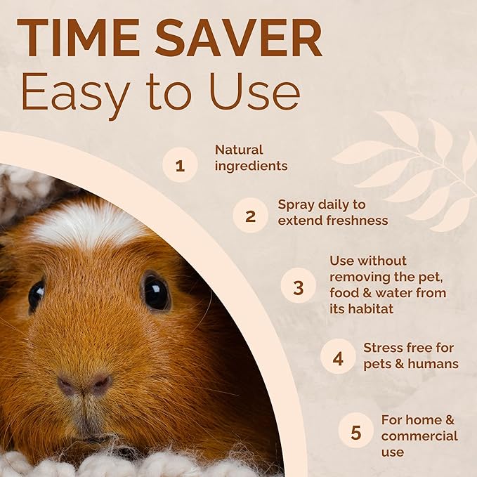No Scent Small Animal Guinea Pig Cage Cleaner | Hamster & Rabbit Habitat Pet Odor Spray (128 Fl Oz / 3.8 Liter)