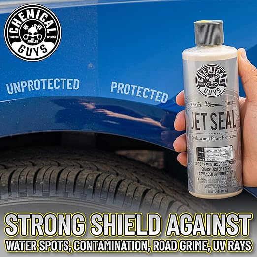 Chemical Guys JetSeal Sealant and Paint Protectant Kit with 2 Applicator Pads: Durable Synthetic Protection for Cars, Trucks, Motorcycles, RVs, and More, Creates High Gloss Mirror Shine Finish